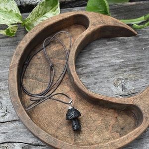 Lava Stone Mushroom Necklace